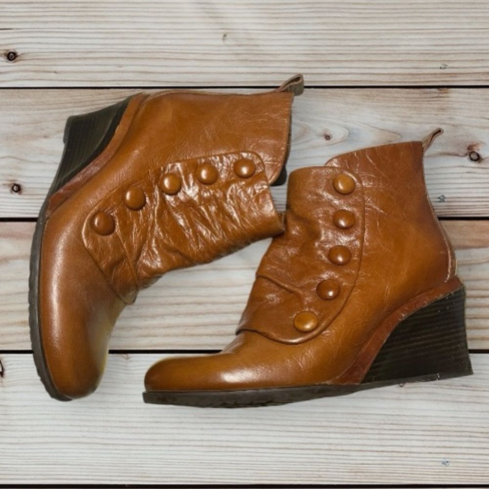 Miz Mooz Brown Wedge Ankle Boots